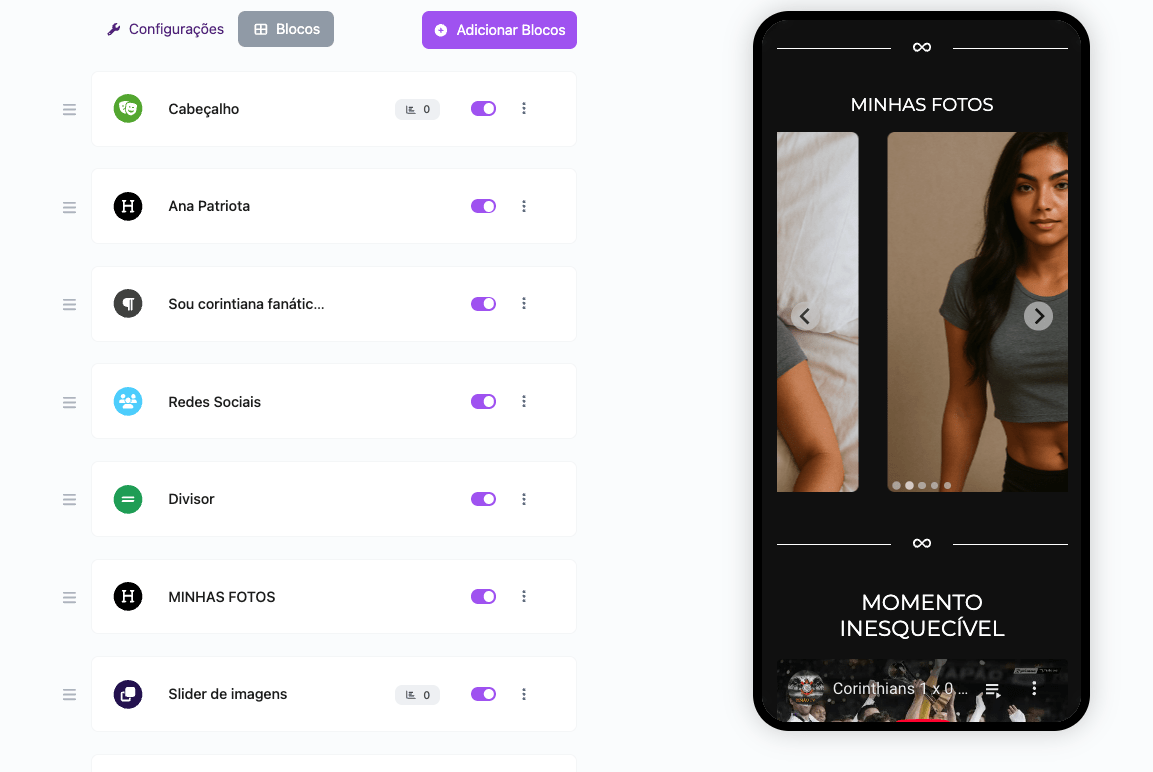 Captura de tela do sistema de hospedagem de sites estáticos do app