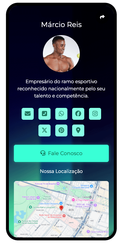 Captura de tela de exemplos de páginas biolink
